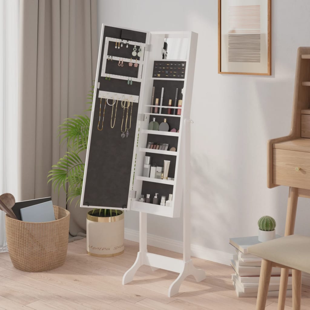 vidaXL Miroir sur pied blanc avec LED blanc 34x37x146 cm