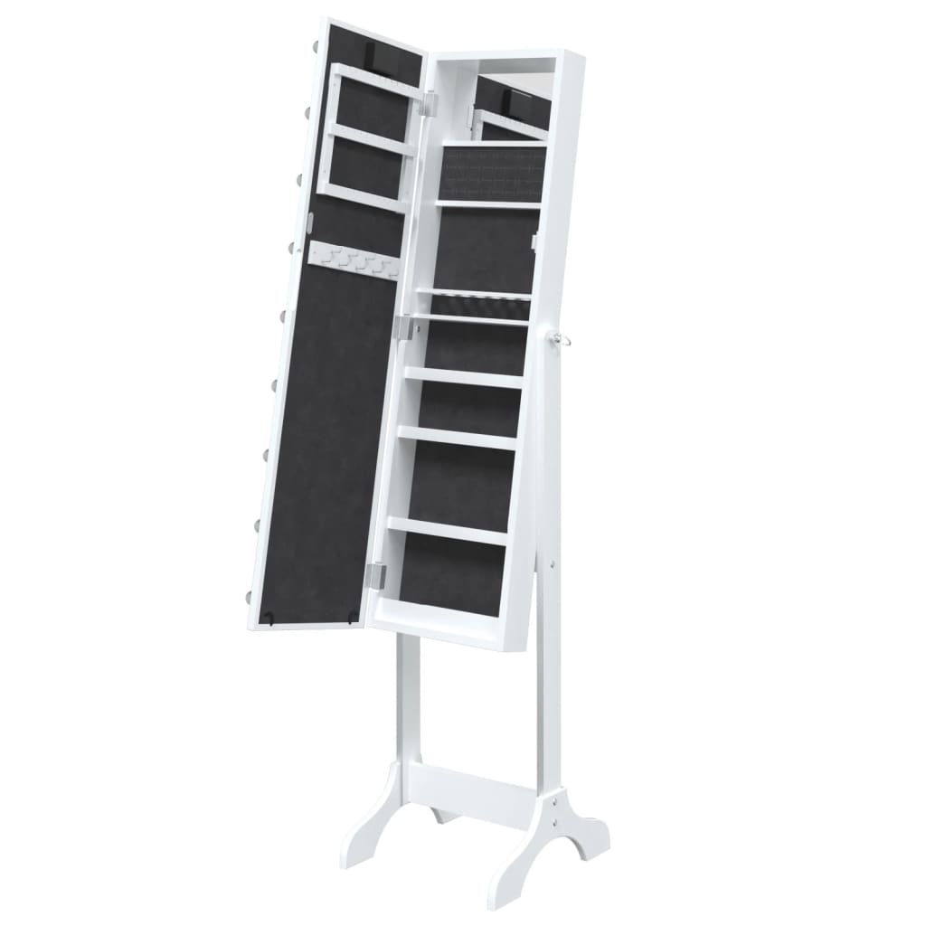 vidaXL Miroir sur pied blanc avec LED blanc 34x37x146 cm