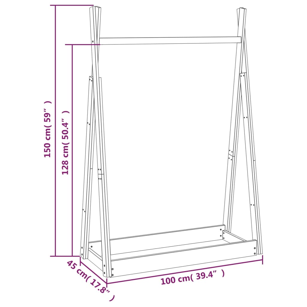 vidaXL Porte-vêtements Blanc 100x45x150 cm Bois de pin massif
