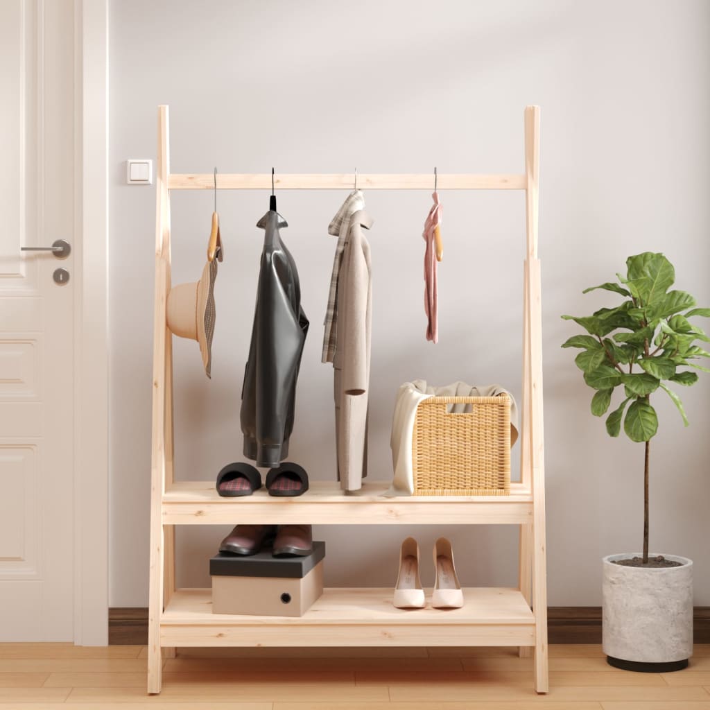 vidaXL Porte-vêtements 100x45,5x150 cm Bois de pin massif