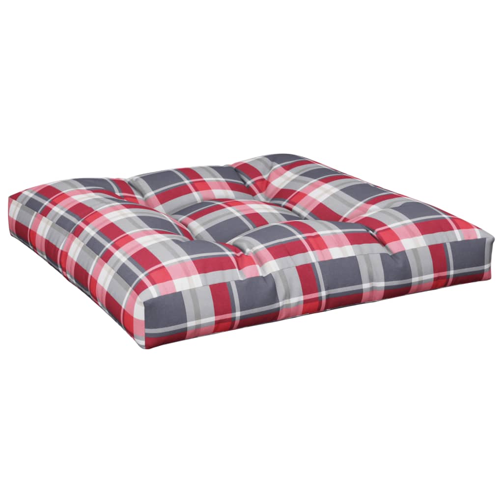 vidaXL Coussin de palette motif à carreaux rouge 70x70x12 cm tissu