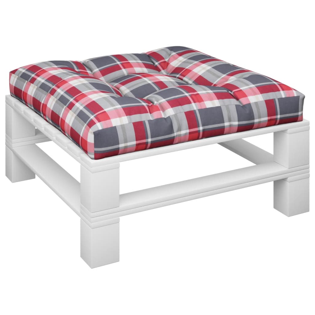 vidaXL Coussin de palette motif à carreaux rouge 70x70x12 cm tissu