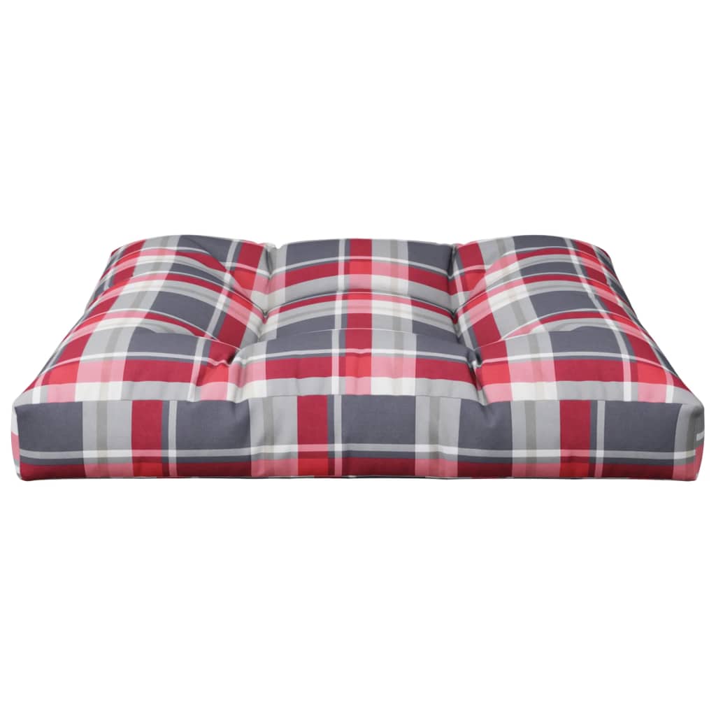 vidaXL Coussin de palette motif à carreaux rouge 70x70x12 cm tissu