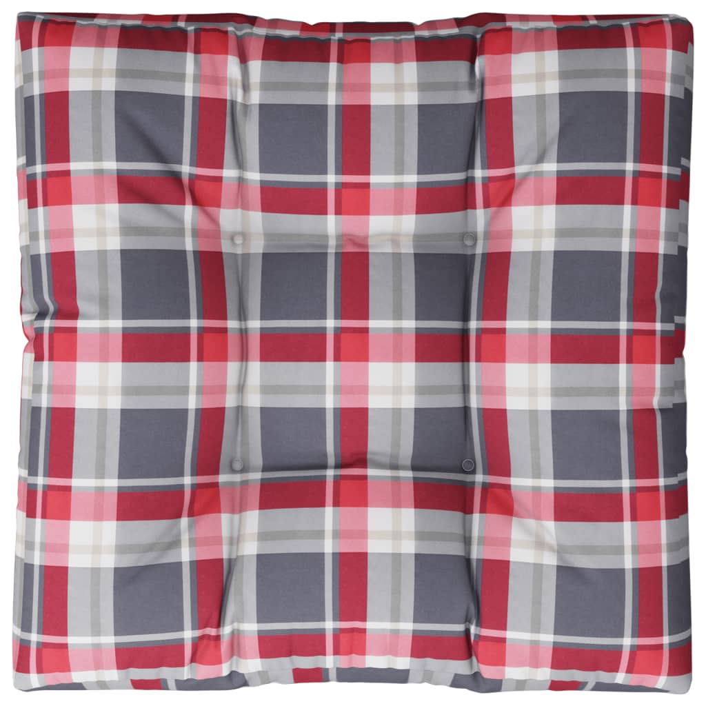 vidaXL Coussin de palette motif à carreaux rouge 70x70x12 cm tissu