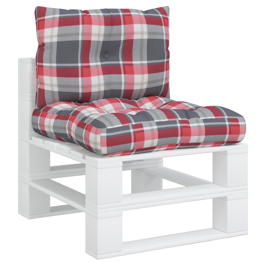 vidaXL Coussins de palette lot de 2 motif à carreaux rouge tissu