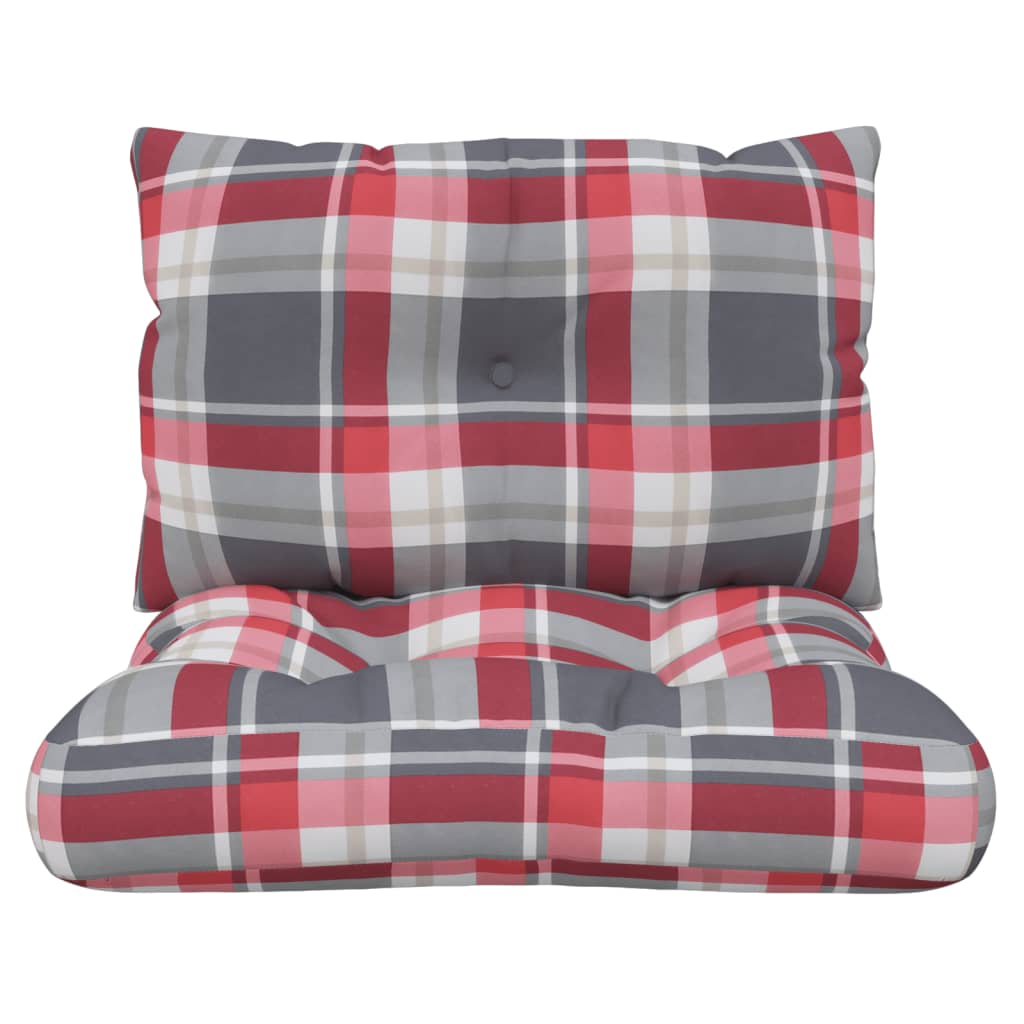 vidaXL Coussins de palette lot de 2 motif à carreaux rouge tissu