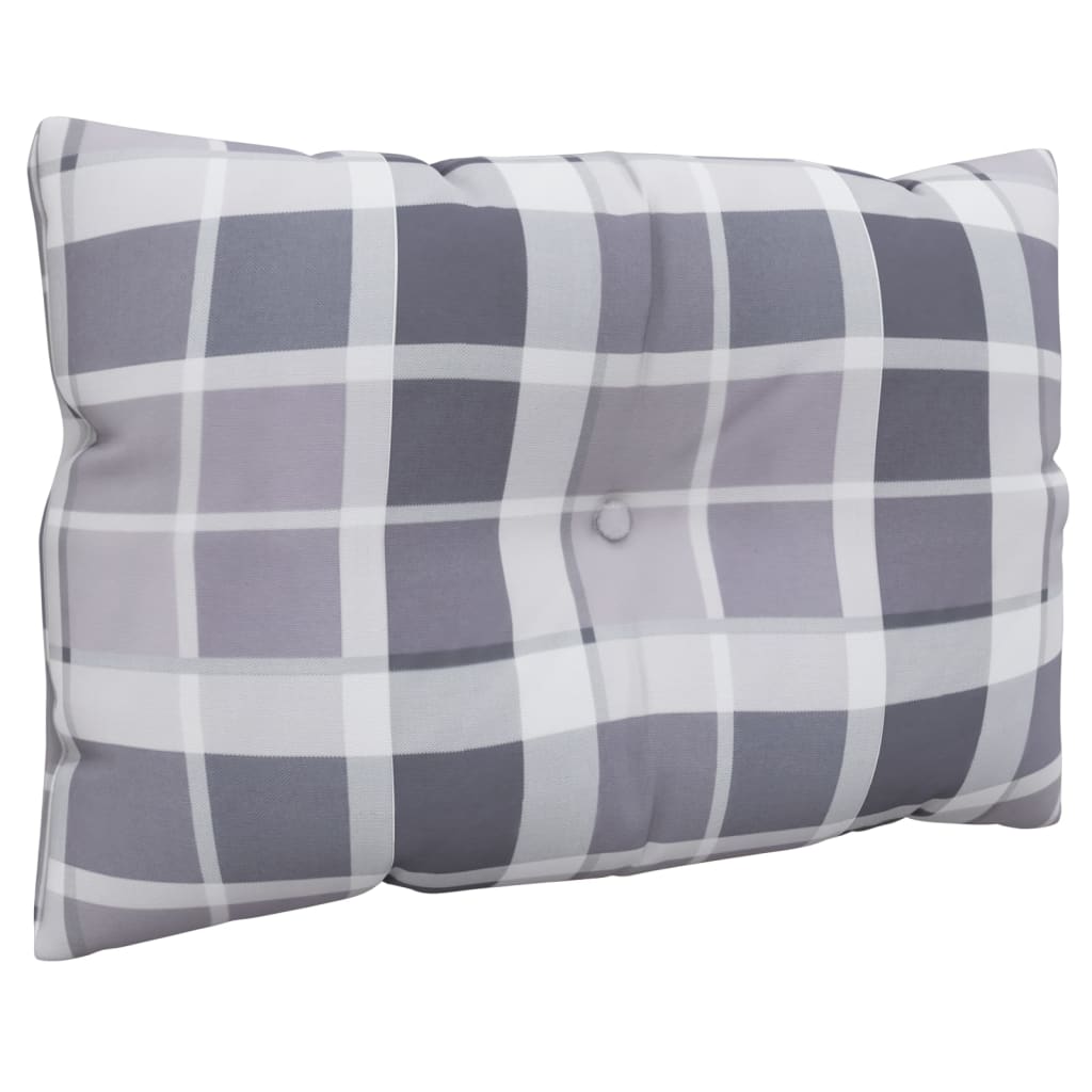 vidaXL Coussins de palette lot de 2 motif à carreaux gris tissu