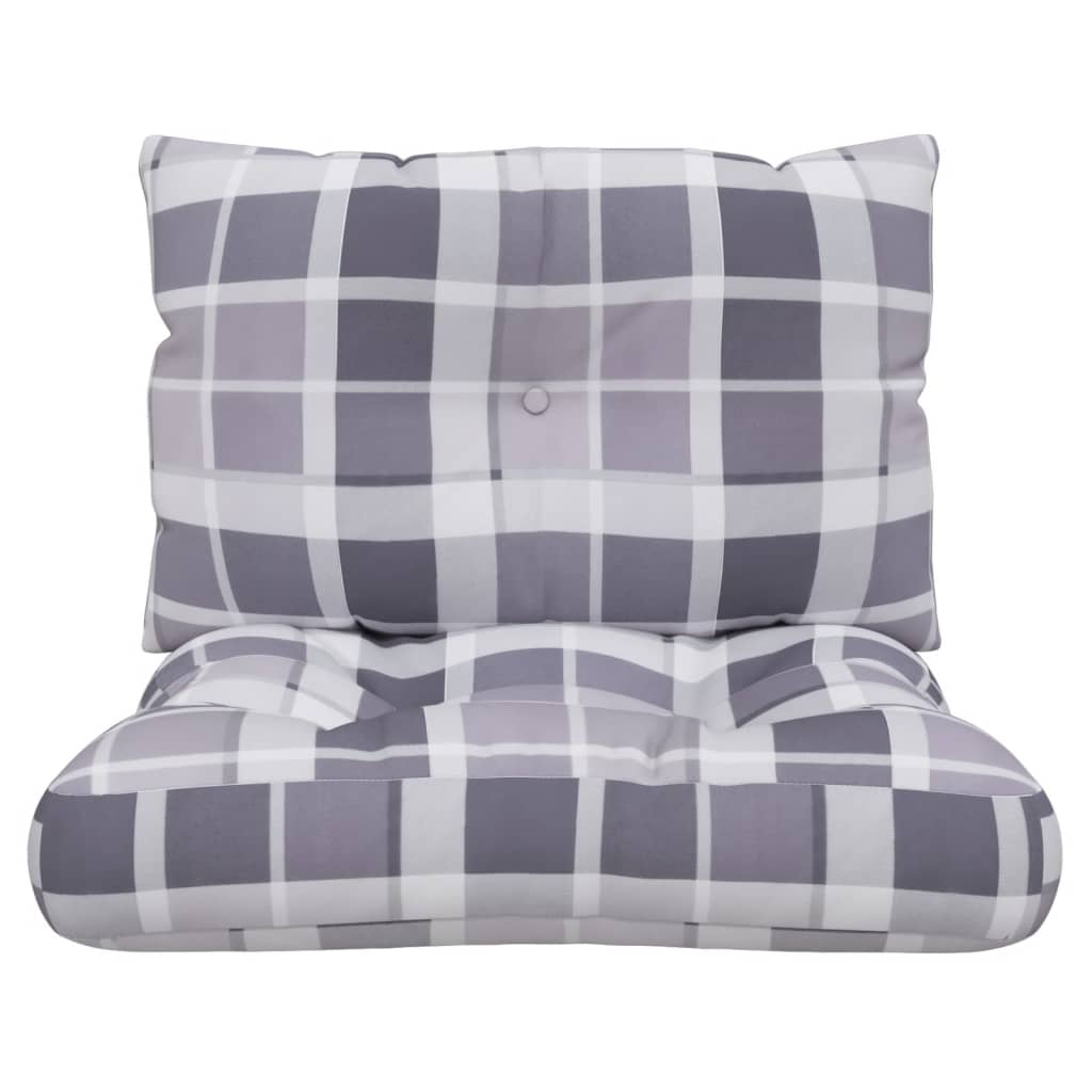 vidaXL Coussins de palette lot de 2 motif à carreaux gris tissu