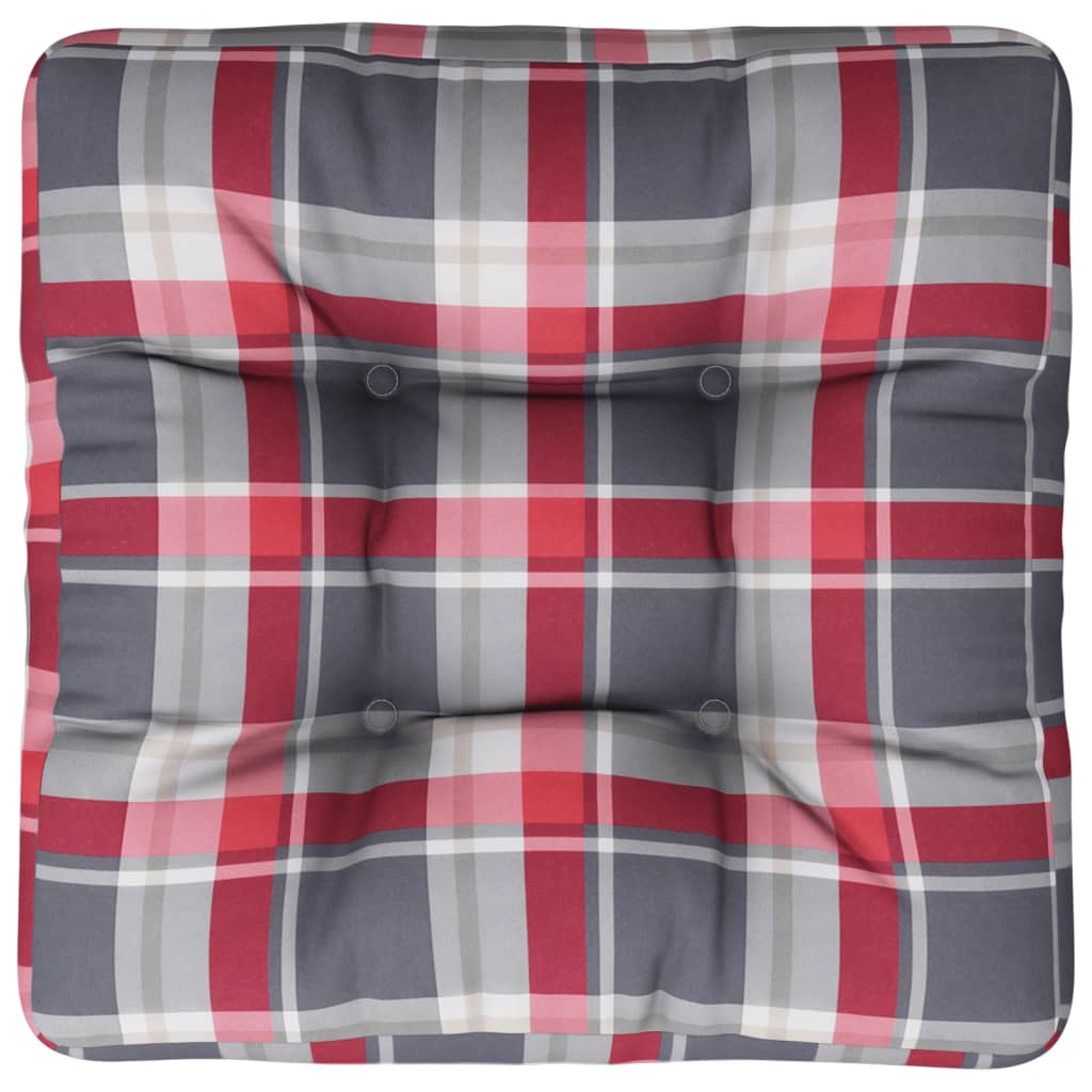 vidaXL Coussin de palette carreaux rouges 58x58x10 cm tissu