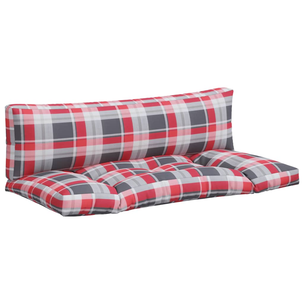 vidaXL Coussins de palette 2 pcs carreaux rouges tissu