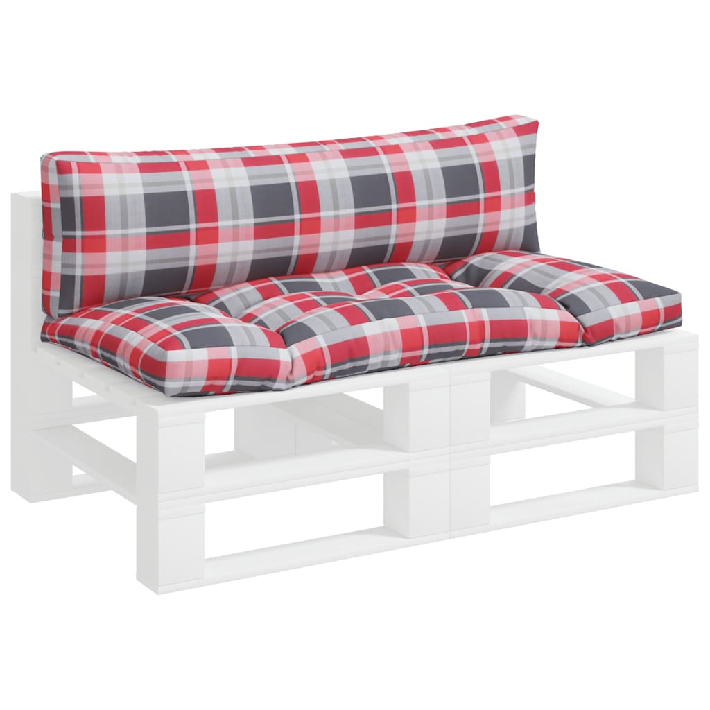 vidaXL Coussins de palette 2 pcs carreaux rouges tissu