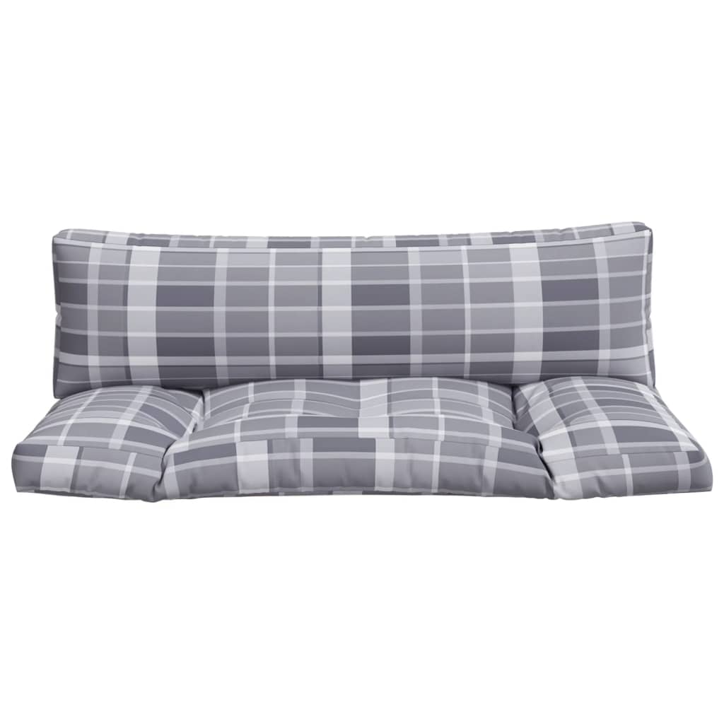 vidaXL Coussins de palette 2 pcs carreaux gris tissu