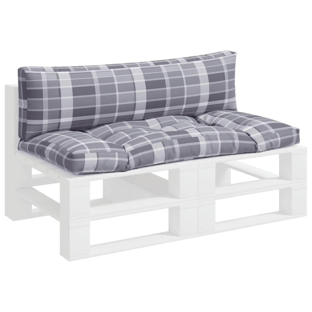 vidaXL Coussins de palette 2 pcs carreaux gris tissu