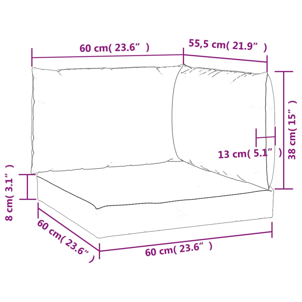 vidaXL Coussins de palette 3 pcs blanc crème tissu oxford