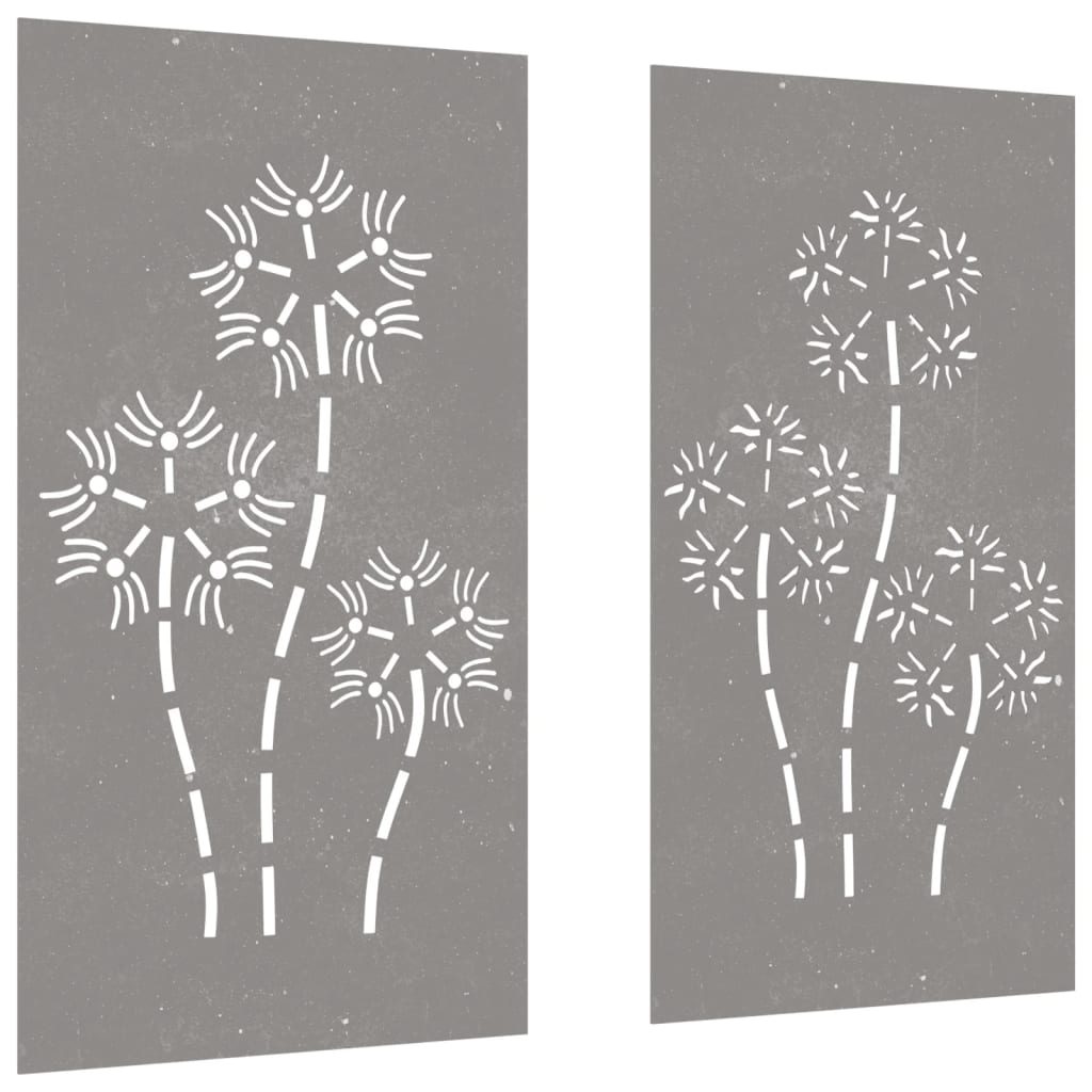 vidaXL Décorations murales de jardin 2pcs 105x55 cm design de fleur