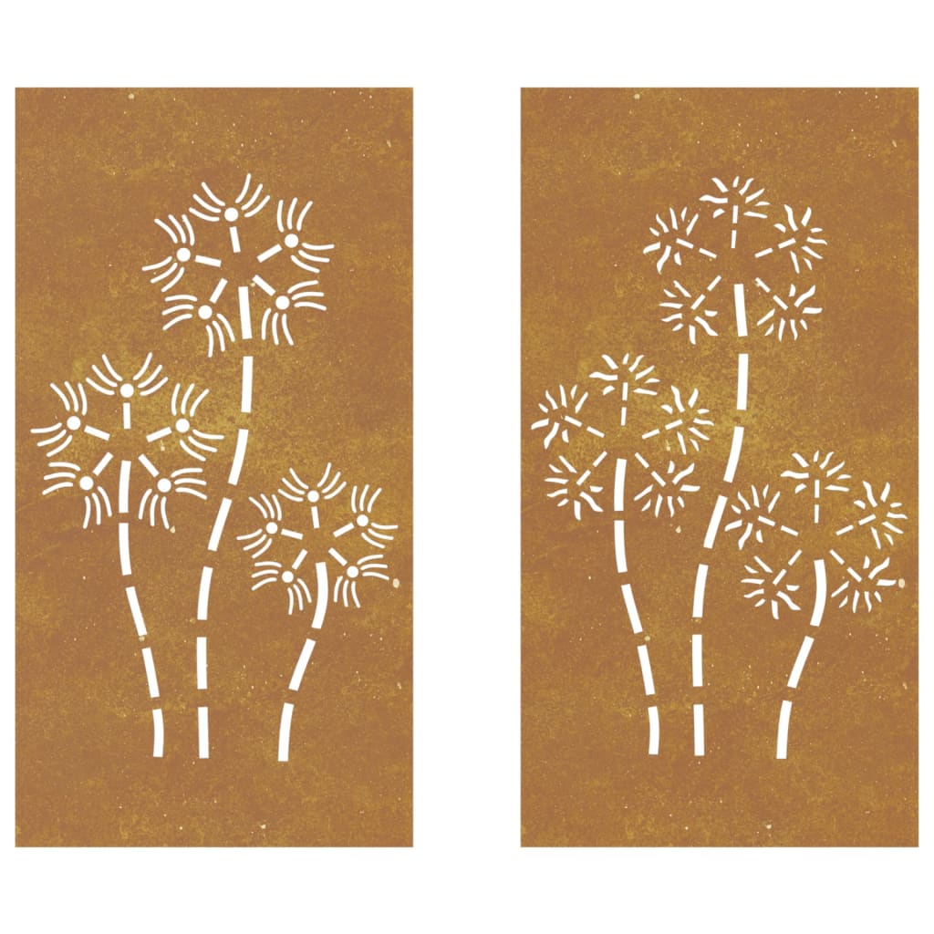 vidaXL Décorations murales de jardin 2pcs 105x55 cm design de fleur