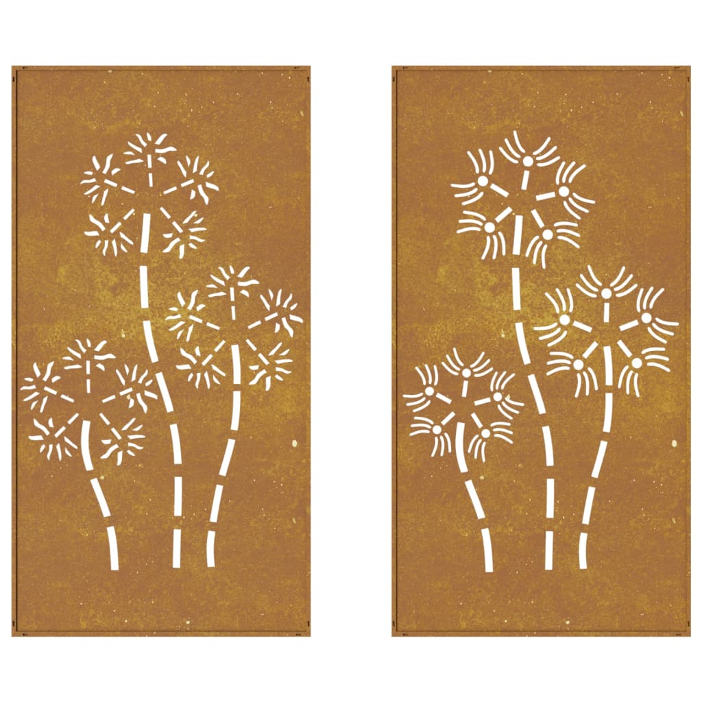 vidaXL Décorations murales de jardin 2pcs 105x55 cm design de fleur