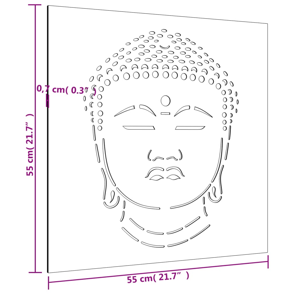 vidaXL Décoration murale jardin 55x55 cm motif de tête de bouddha