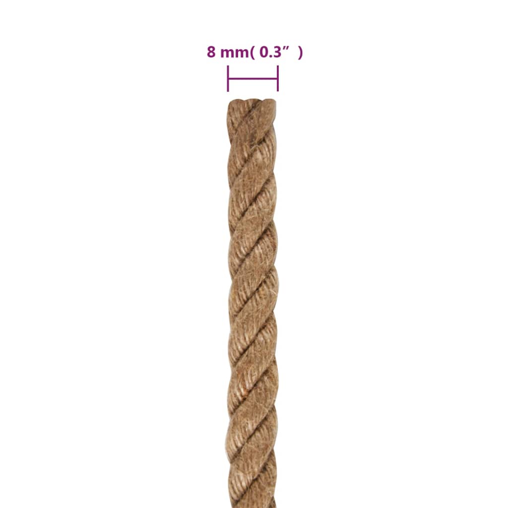 vidaXL Corde de jute 25 m de long 8 mm d'épaisseur
