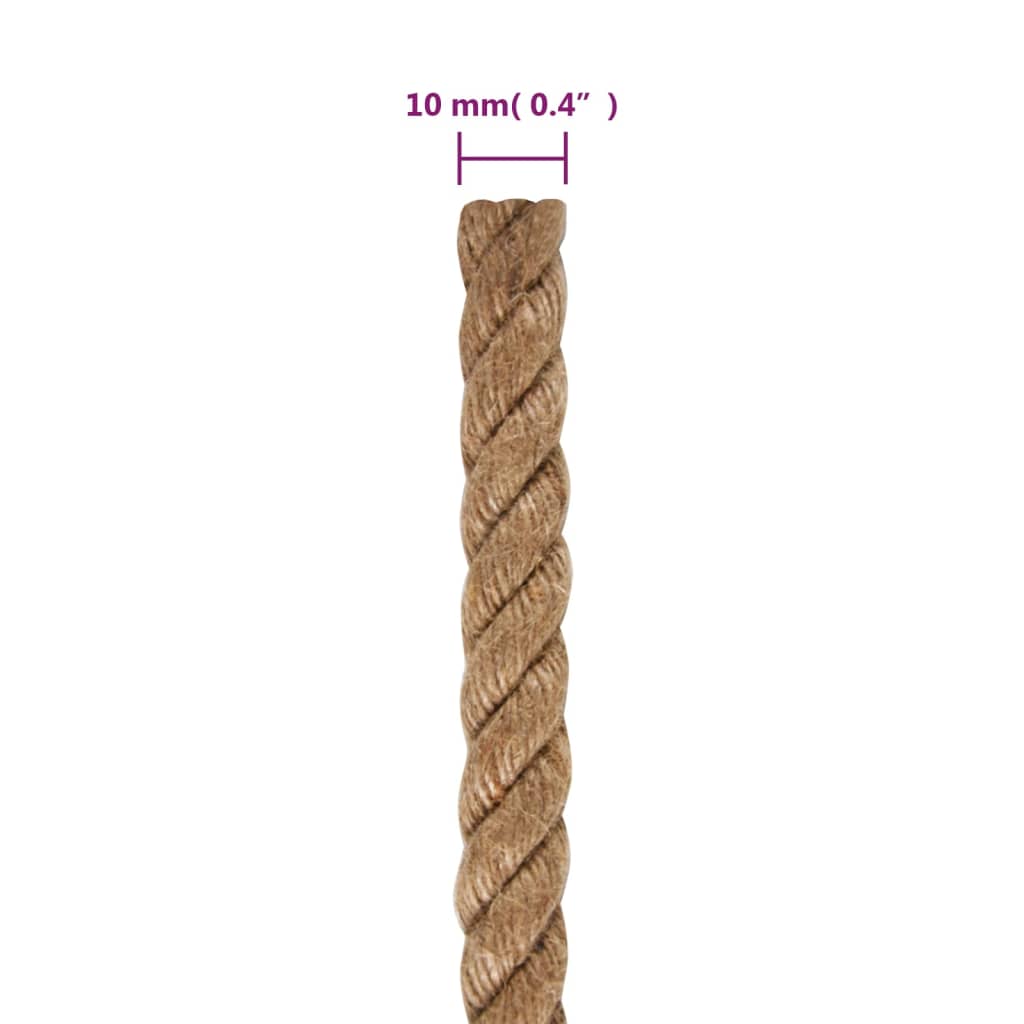 vidaXL Corde de jute 25 m de long 10 mm d'épaisseur
