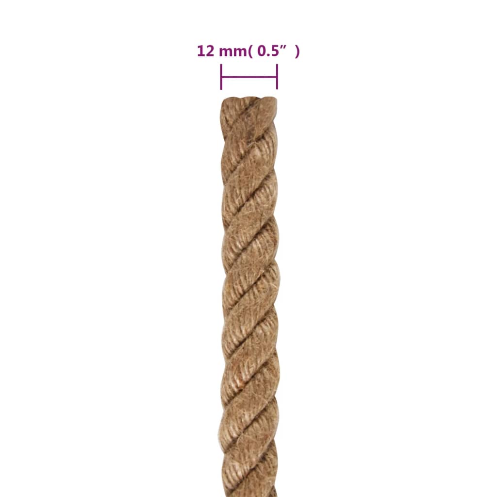 vidaXL Corde de jute 25 m de long 12 mm d'épaisseur
