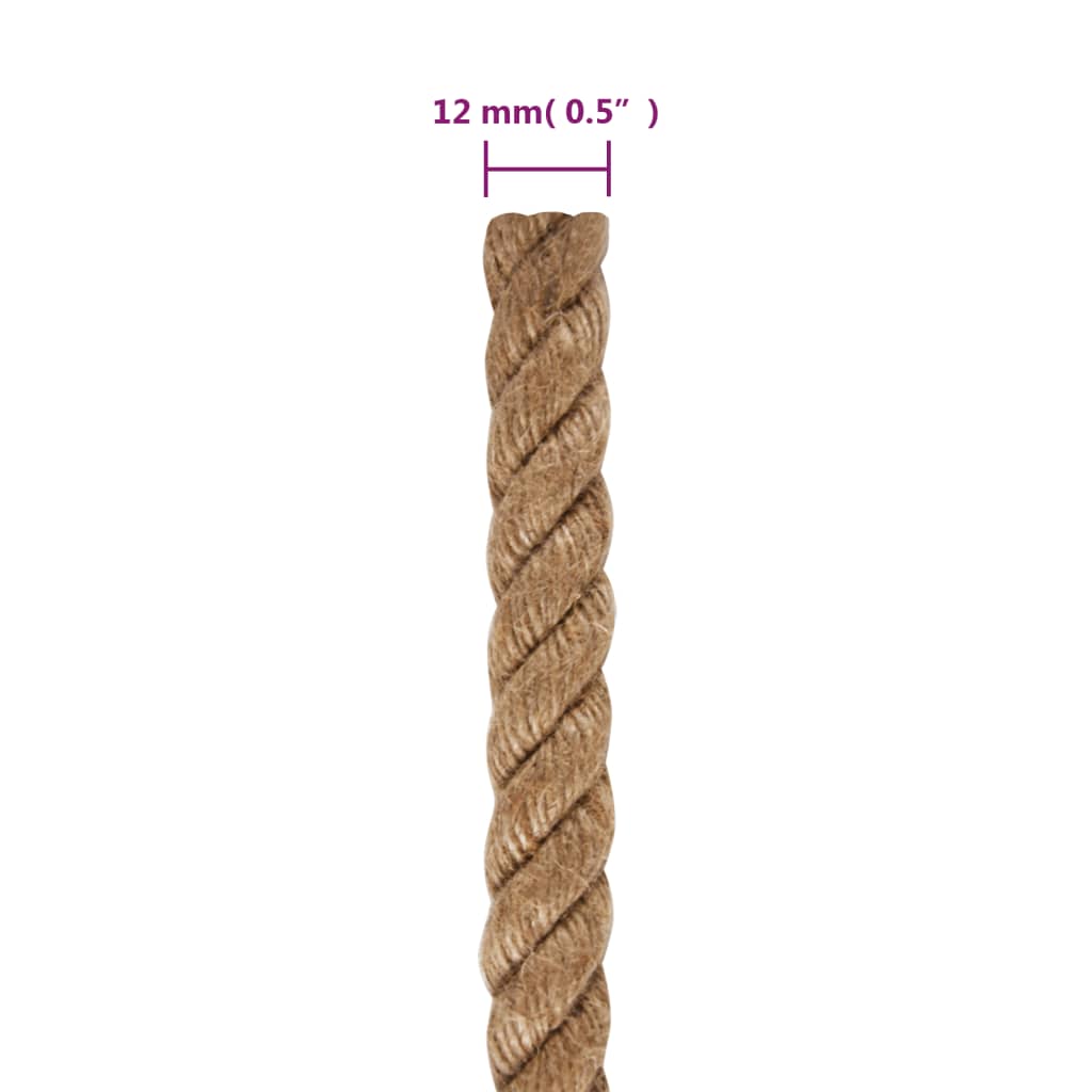 vidaXL Corde de jute 50 m de long 12 mm d'épaisseur