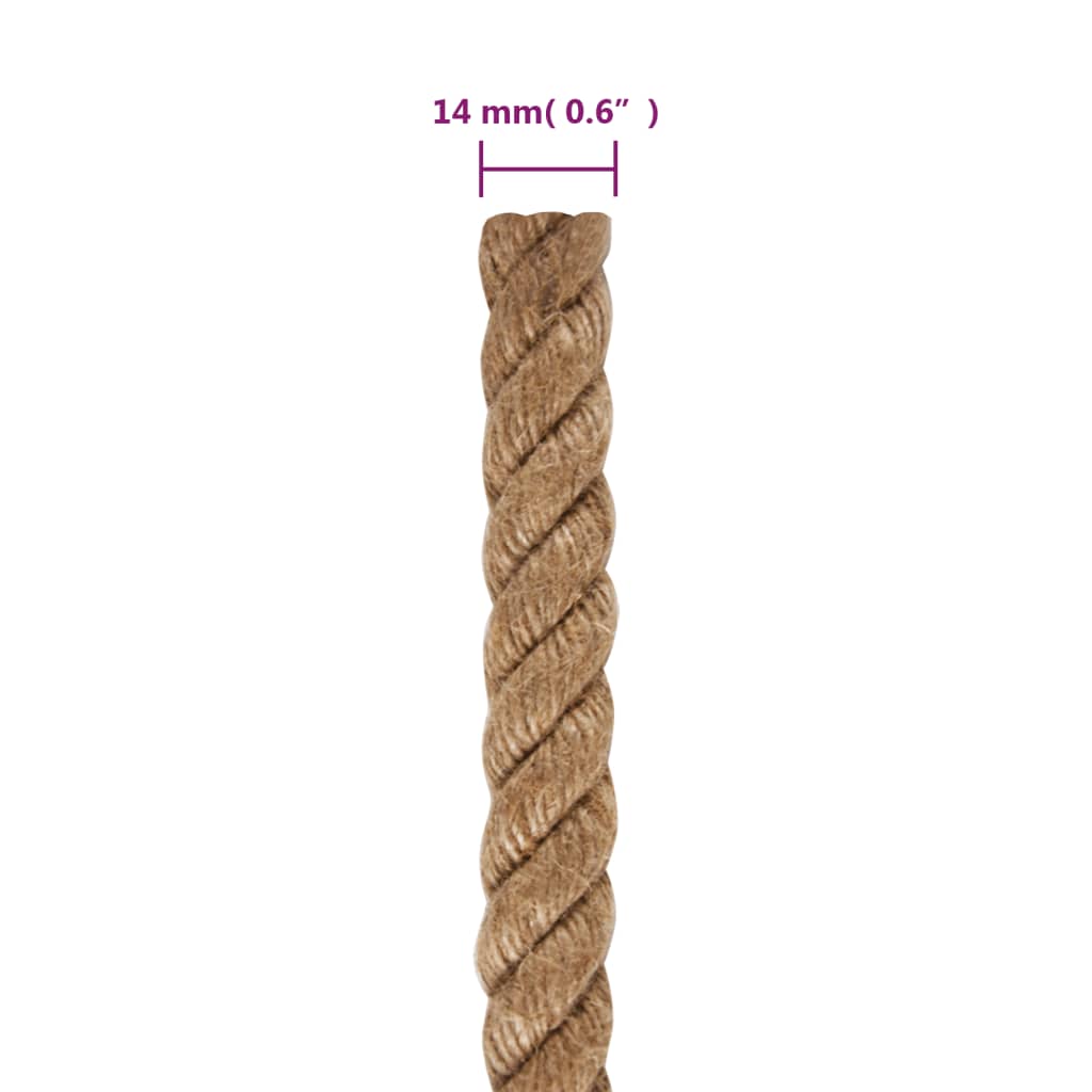 vidaXL Corde de jute 25 m de long 14 mm d'épaisseur