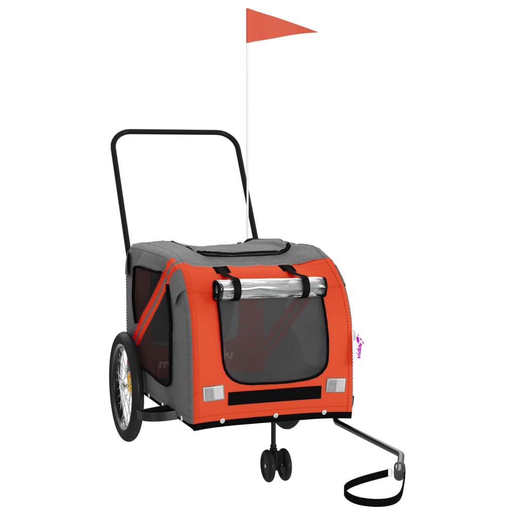 vidaXL Remorque de vélo pour animaux de compagnie orange et gris