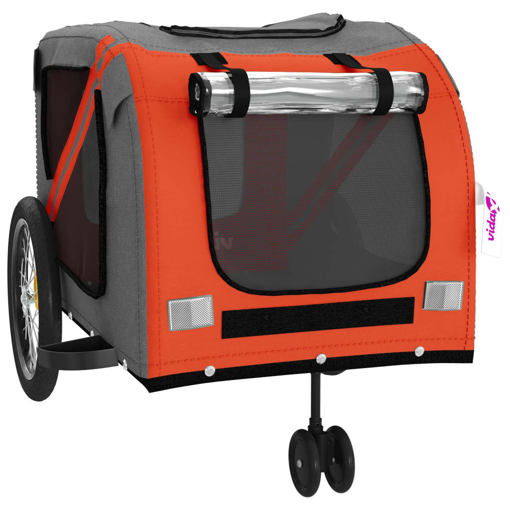 vidaXL Remorque de vélo pour animaux de compagnie orange et gris