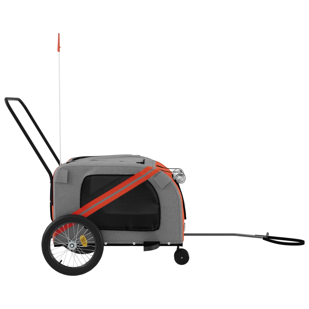 vidaXL Remorque de vélo pour animaux de compagnie orange et gris