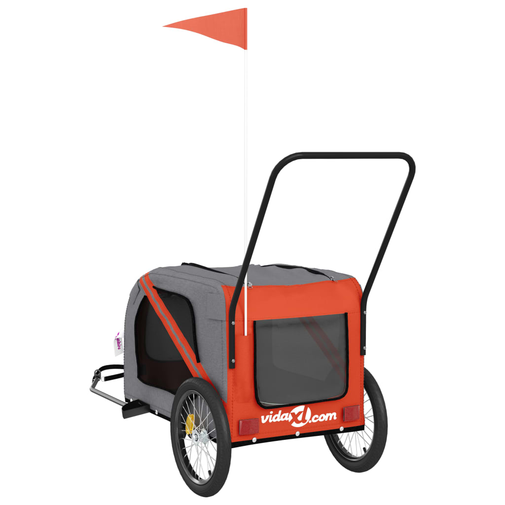 vidaXL Remorque de vélo pour animaux de compagnie orange et gris