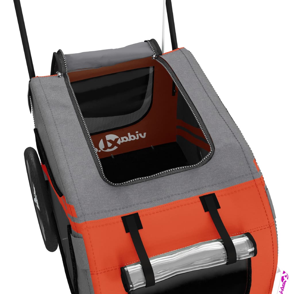vidaXL Remorque de vélo pour animaux de compagnie orange et gris