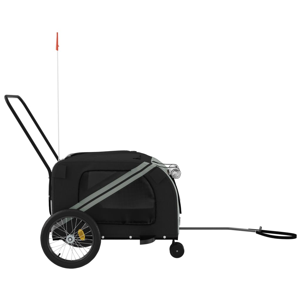 vidaXL Remorque de vélo pour animaux de compagnie gris et noir
