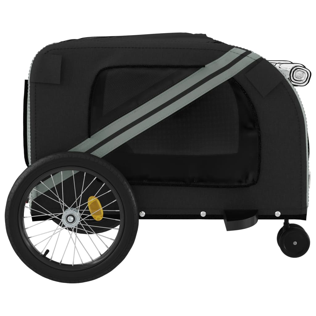 vidaXL Remorque de vélo pour animaux de compagnie gris et noir