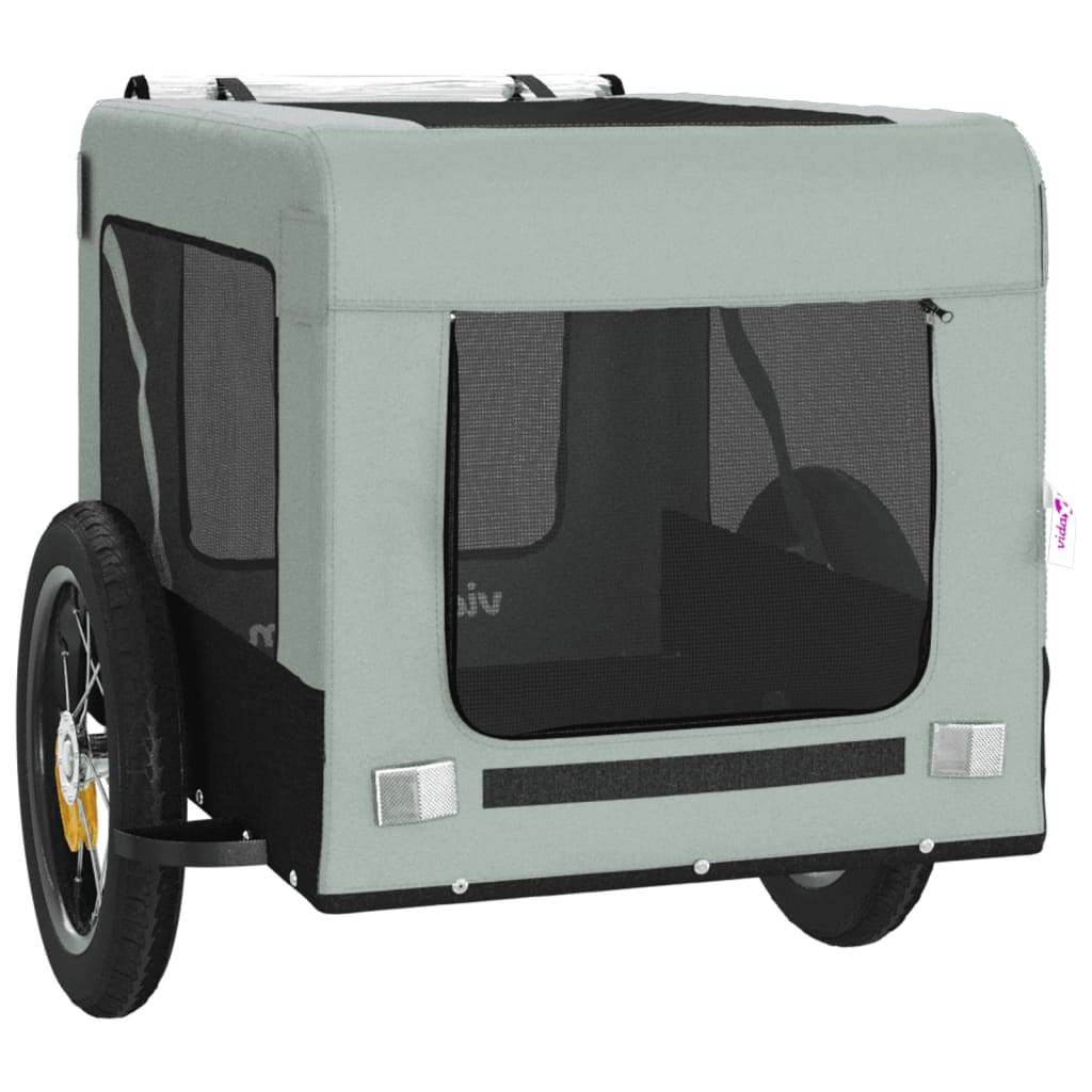 vidaXL Remorque de vélo pour animaux de compagnie gris et noir