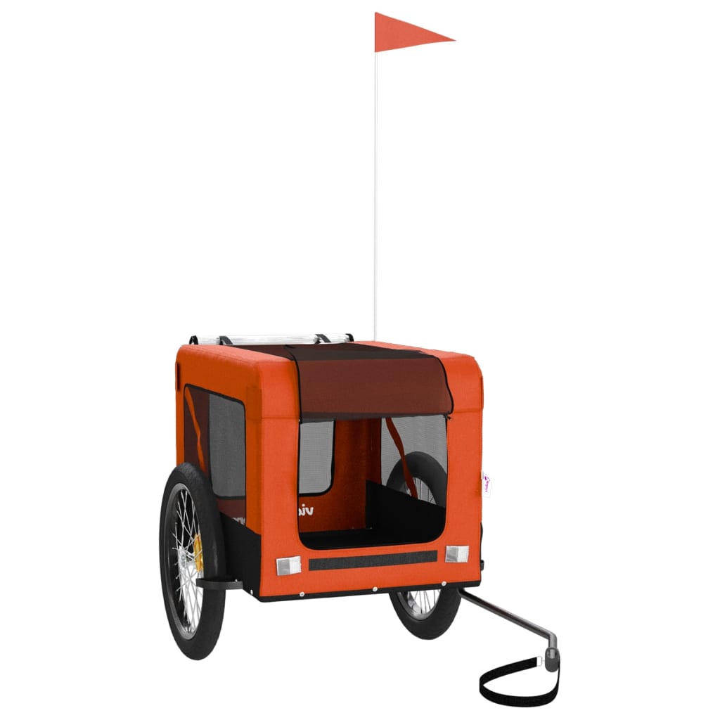vidaXL Remorque de vélo pour animaux de compagnie orange et noir