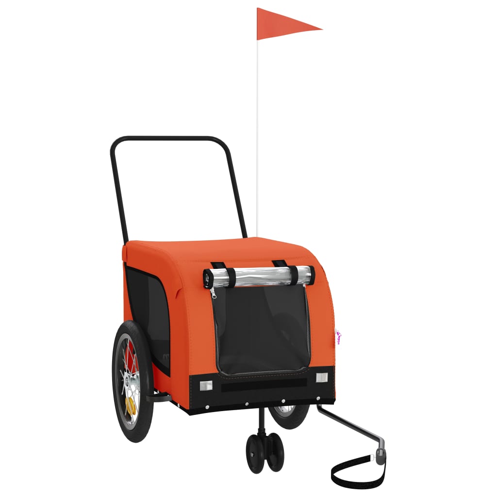 vidaXL Remorque de vélo pour animaux de compagnie orange et noir