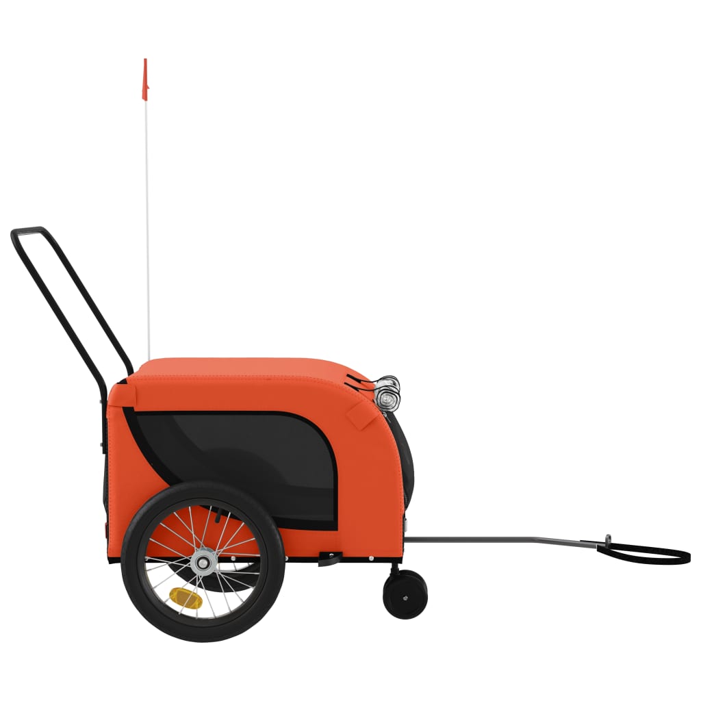 vidaXL Remorque de vélo pour animaux de compagnie orange et noir