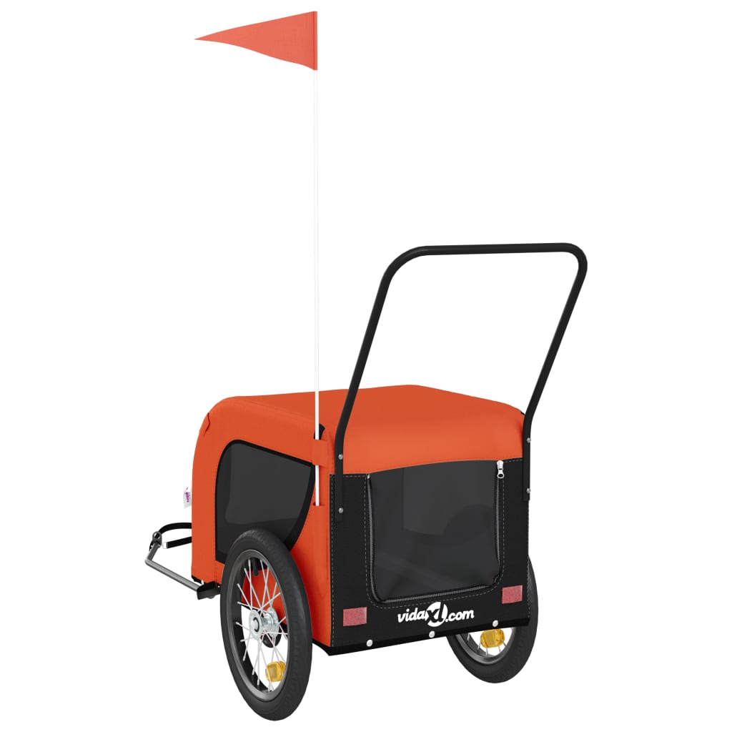 vidaXL Remorque de vélo pour animaux de compagnie orange et noir