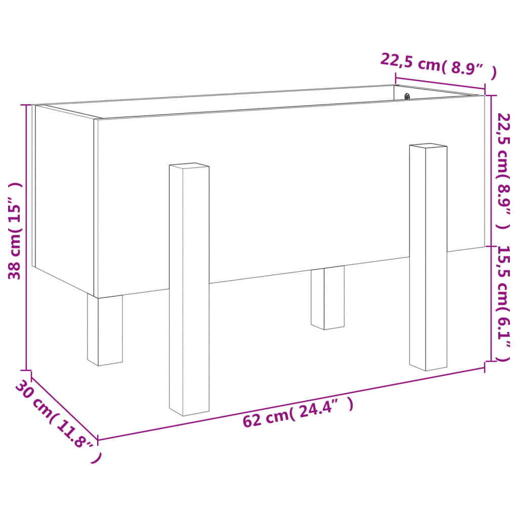 vidaXL Jardinière 62x30x38 cm bois massif douglas