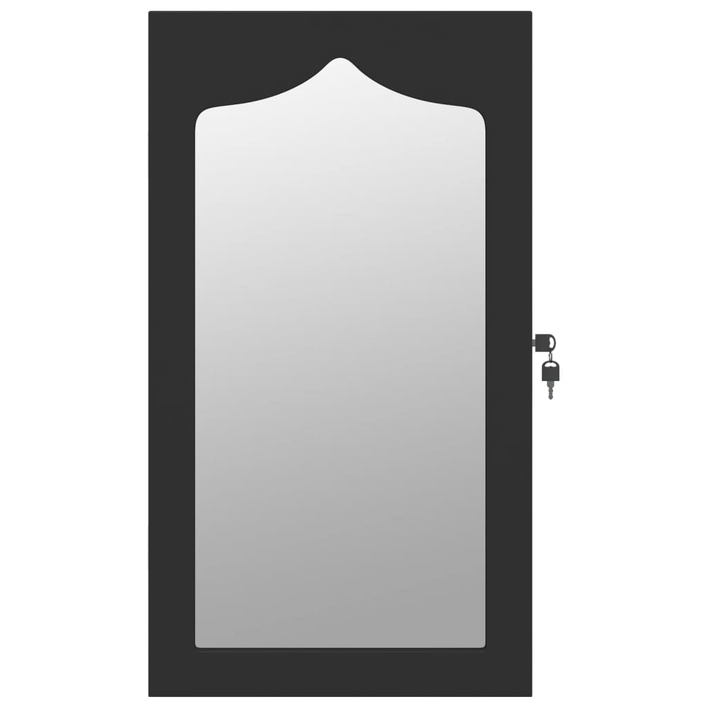 vidaXL Armoire à bijoux avec miroir murale noir 37,5x10x67 cm