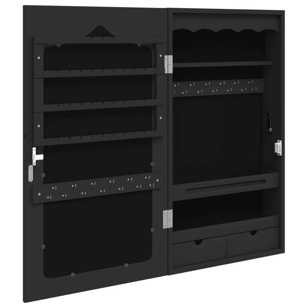 vidaXL Armoire à bijoux avec miroir murale noir 37,5x10x67 cm