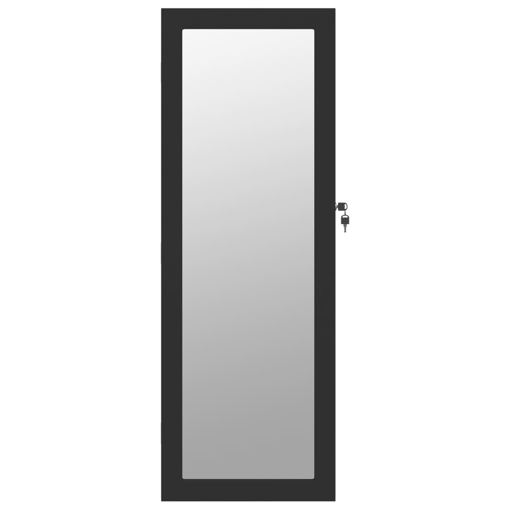 vidaXL Armoire à bijoux avec miroir et éclairage LED mural noir