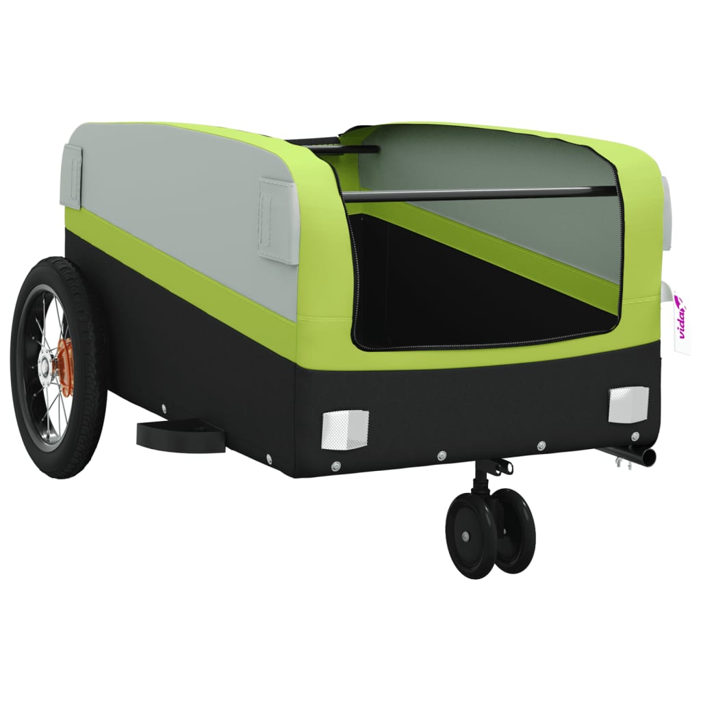 vidaXL Remorque de vélo noir et vert 30 kg fer