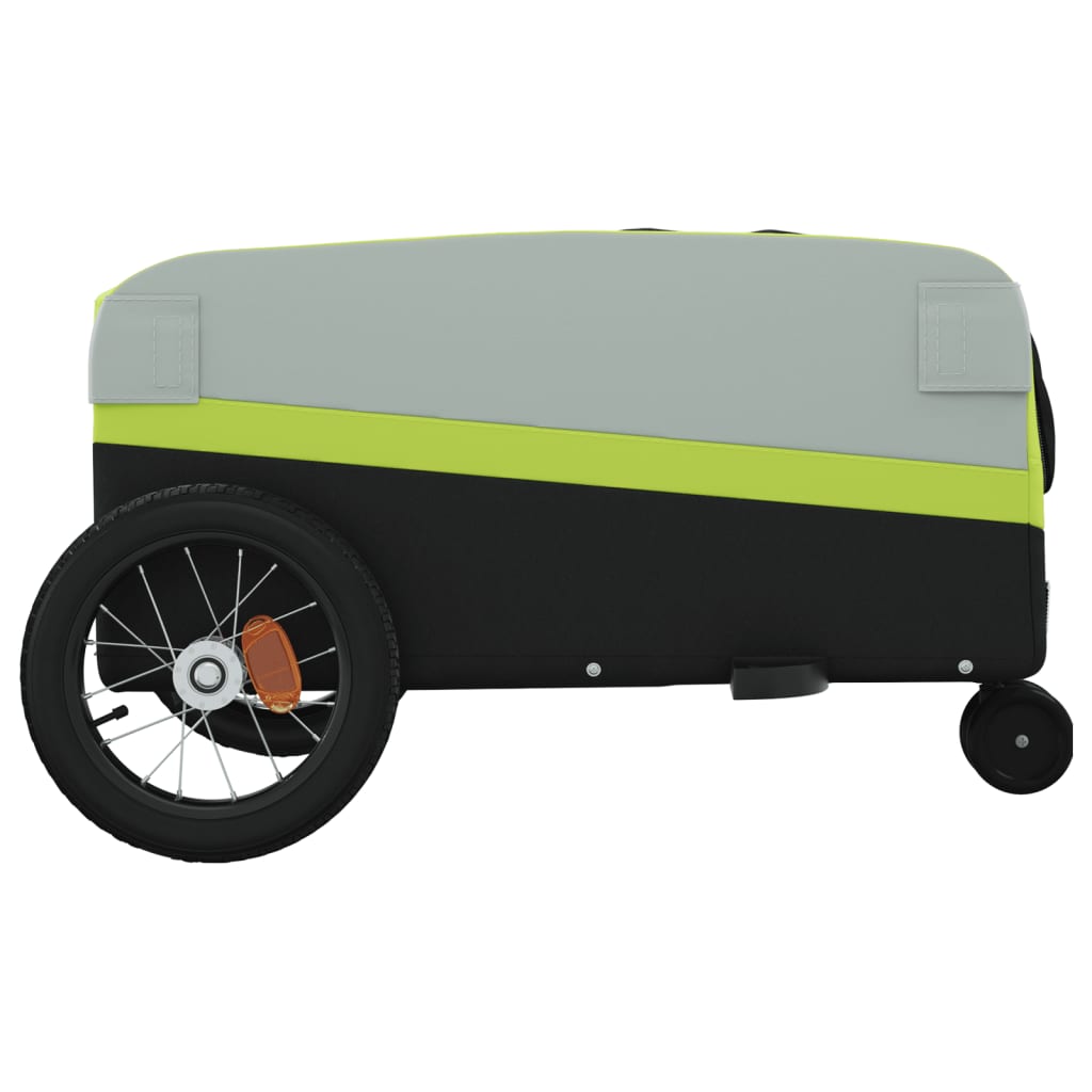 vidaXL Remorque de vélo noir et vert 30 kg fer