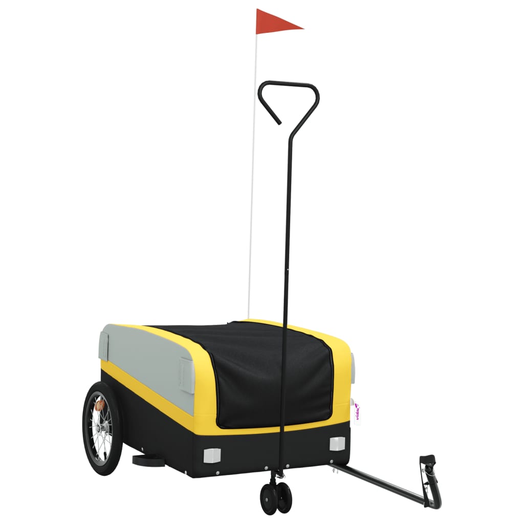 vidaXL Remorque de vélo noir et jaune 45 kg fer