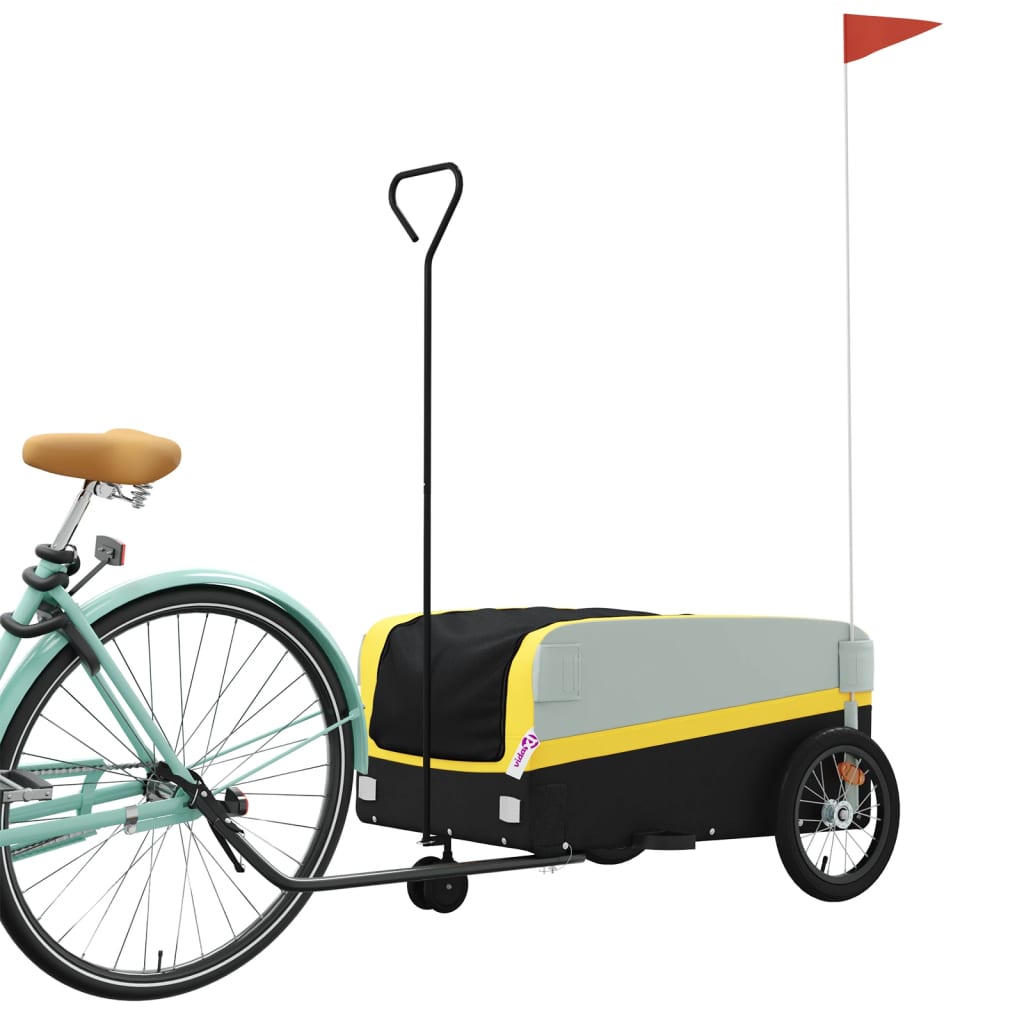 vidaXL Remorque de vélo noir et jaune 45 kg fer