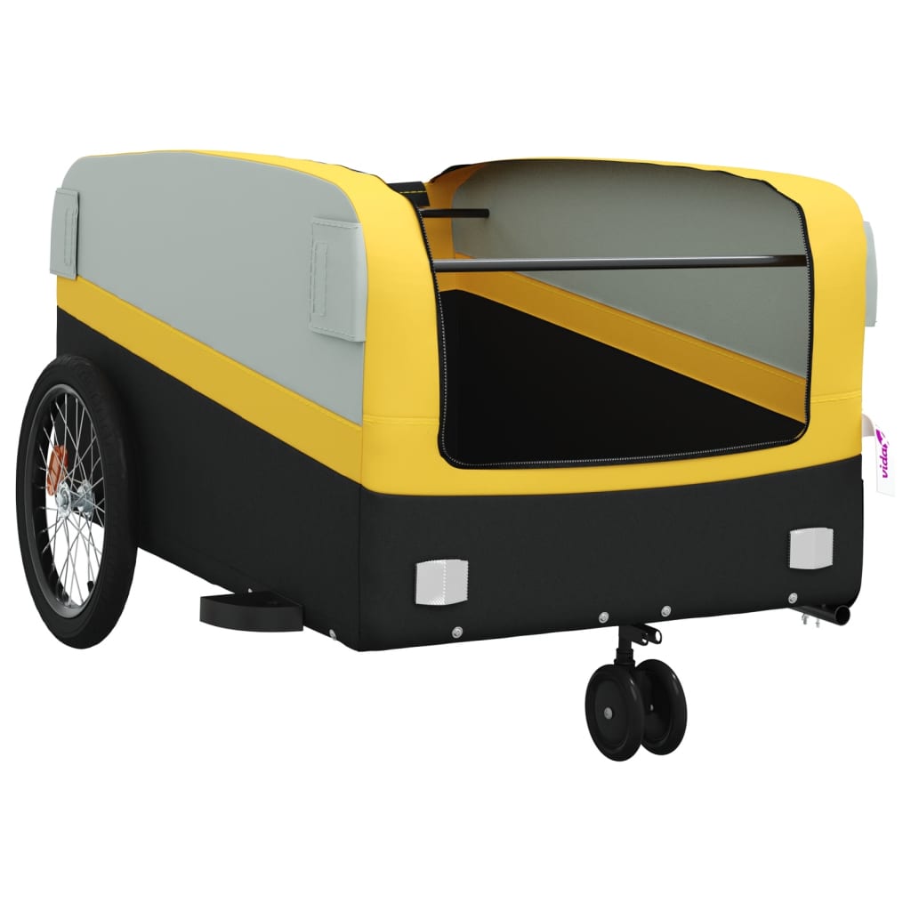 vidaXL Remorque de vélo noir et jaune 45 kg fer