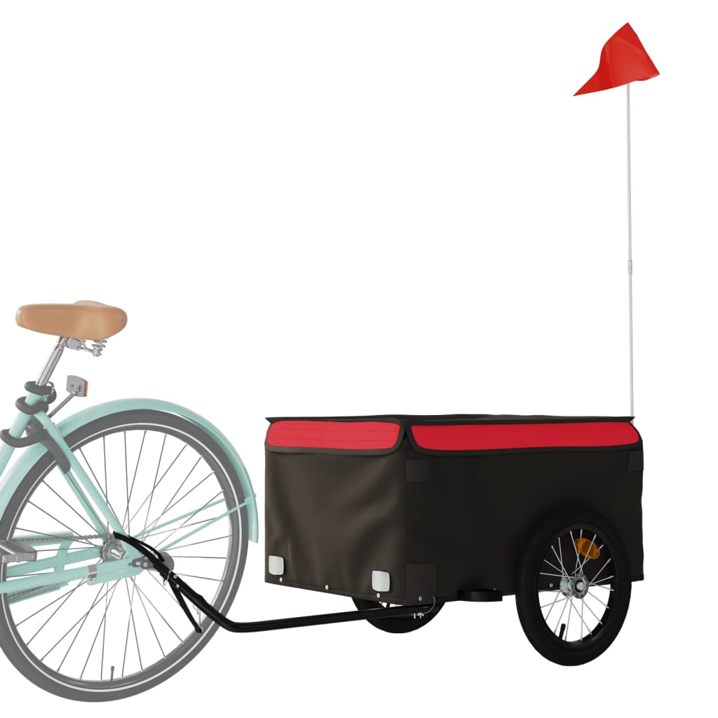 vidaXL Remorque de vélo noir et rouge 45 kg fer