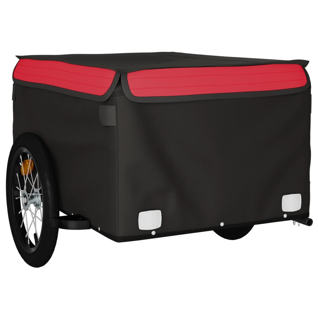 vidaXL Remorque de vélo noir et rouge 45 kg fer